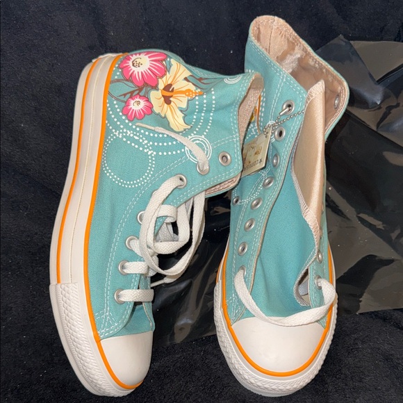 Converse Women's High-Top Sneakers - Teal and Orange Floral - Picture 16 of 16